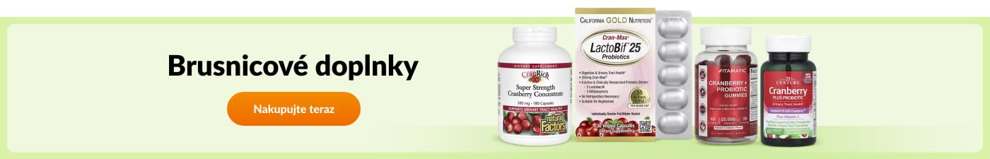 Nakupujte brusnicové doplnky od značiek ako California Gold Nutrition, Natural Factors, Vitamatic, 21st Century a ďalších.