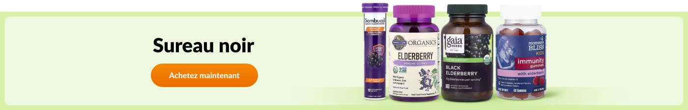 Achetez des compléments alimentaires à base de sureau noir de marques telles que Sambucol, Nature’s Way, Gaia Herbs, Mommy’s Bliss et bien d'autres encore.