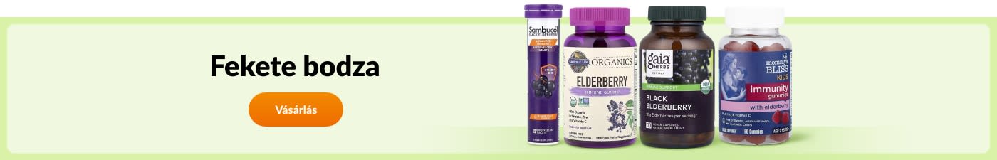 Vásároljon fekete bodzás étrend-kiegészítőket olyan márkáktól, mint a Sambucol, a Nature's Way, a Gaia Herbs, a Mommy's Bliss, stb.