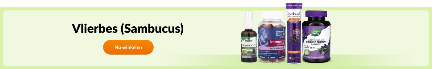 Koop Elderberry Sambucus-supplementen van merken zoals Sambucol, Nature's Way, Nature's Answer, Mommy's Bliss en meer.