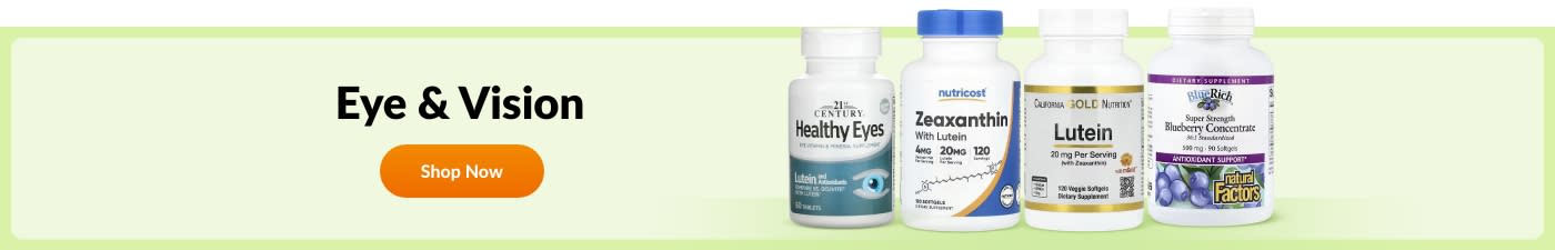 Shop eye & vision supplements like Lutein, Zeaxanthin, and blueberry extract.