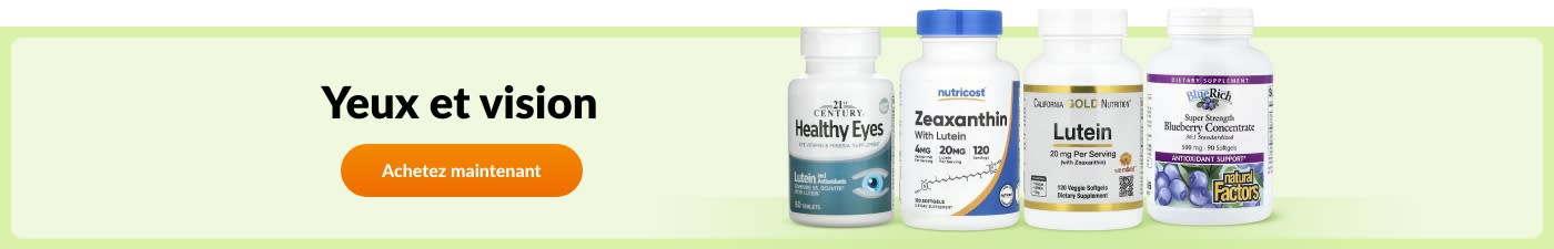 Acheter des compléments alimentaires pour les yeux et la vision comme la lutéine, la zéaxanthine et l'extrait de myrtille.