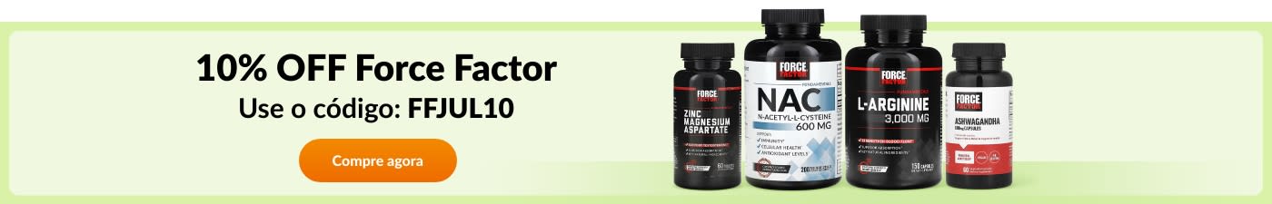 10% OFF na marca Force Factor com o código FFJUL10. 