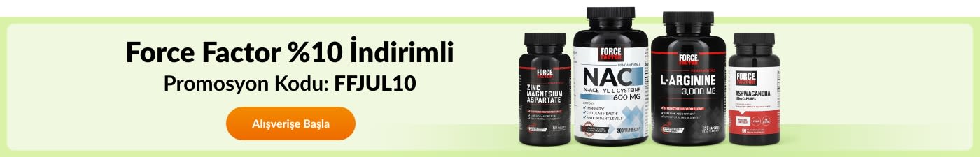 FFJUL10 koduyla Force Factor markalı ürünlerde %10 indirim