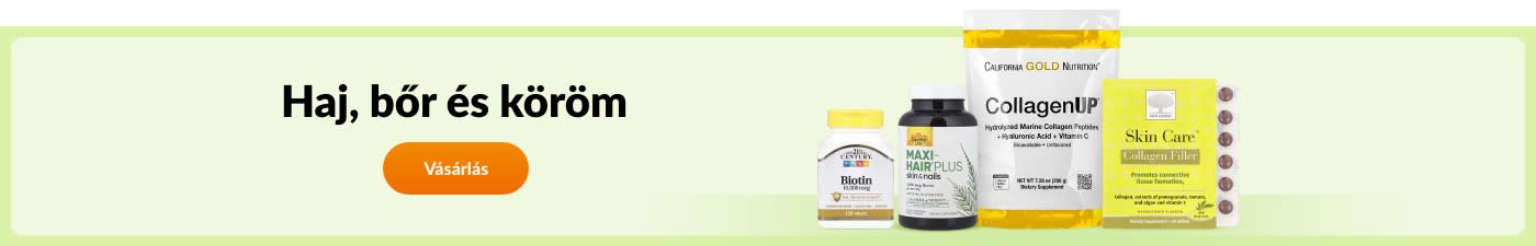 Vásároljon haj-, bőr- és körömápoló étrend-kiegészítőket, mint például Biotin, Maxi-Hair Plus, CollagenUP, Collagen Filler, stb.