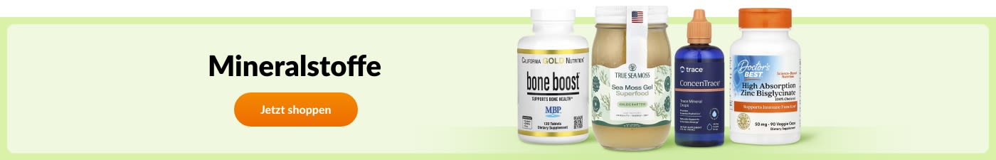 Mineralstoffpräparate von Marken wie California Gold Nutrition, True Sea Moss, Trace, Doctor’s Best u.v.m. kaufen