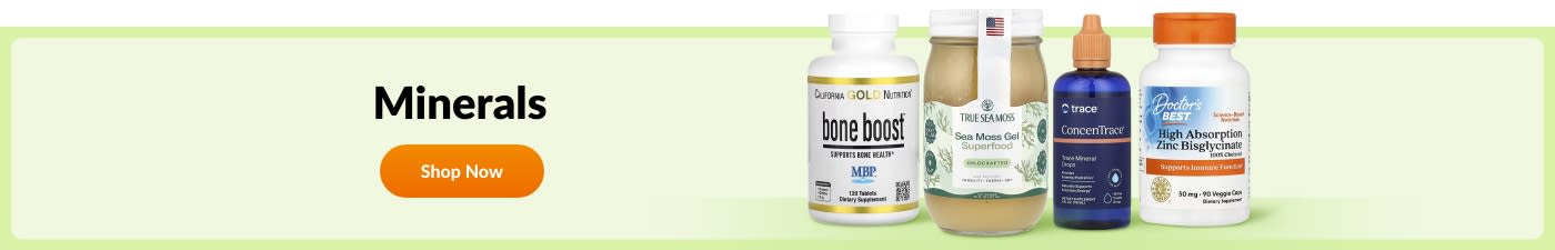 Shop minerals supplements from brands like California Gold Nutrition, True Sea Moss, Trace, Doctor’s Best, and more.