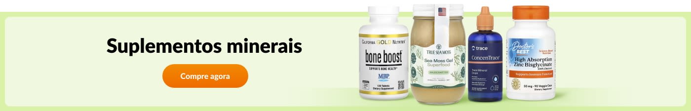 Compre suplementos minerais de marcas como California Gold Nutrition, True Sea Moss, Trace, Doctor’s Best e muito mais.