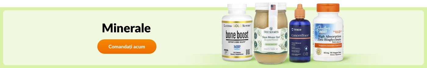 Comandați suplimente minerale de la California Gold Nutrition, True Sea Moss, Trace, Doctor’s Best și altele.