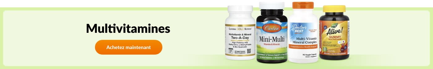Commandez des multivitamines de marques telles que California Gold Nutrition, Carlson, Doctor's Best, Alive ! et plus encore.