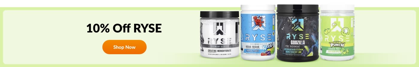 Shop RYSE supplements with 10% off – creatine, pre-workout, energy, and more.