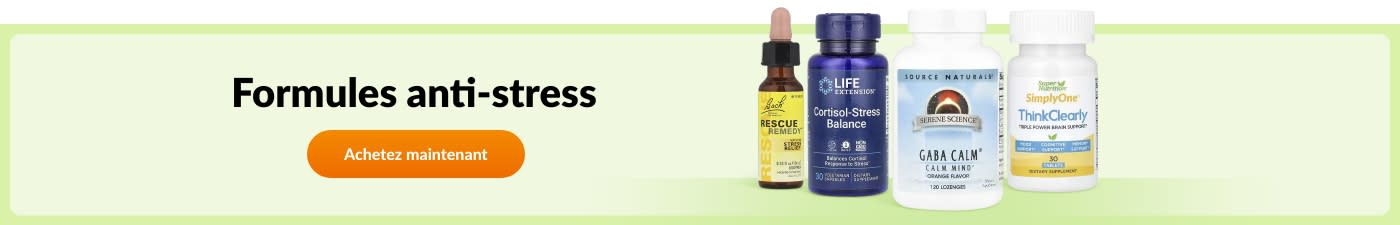Achetez des formules anti-stress de grandes marques telles que Bach, Life Extension, Source Naturals, Rainbow Light et bien d'autres encore.