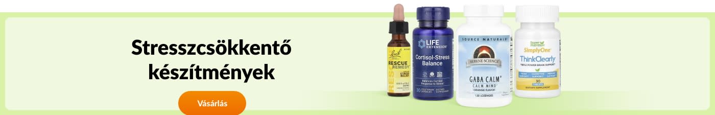 Stresszcsökkentő készítmények olyan népszerű márkáktól, mint a Bach, a Life Extension, a Source Naturals, a Light, stb.