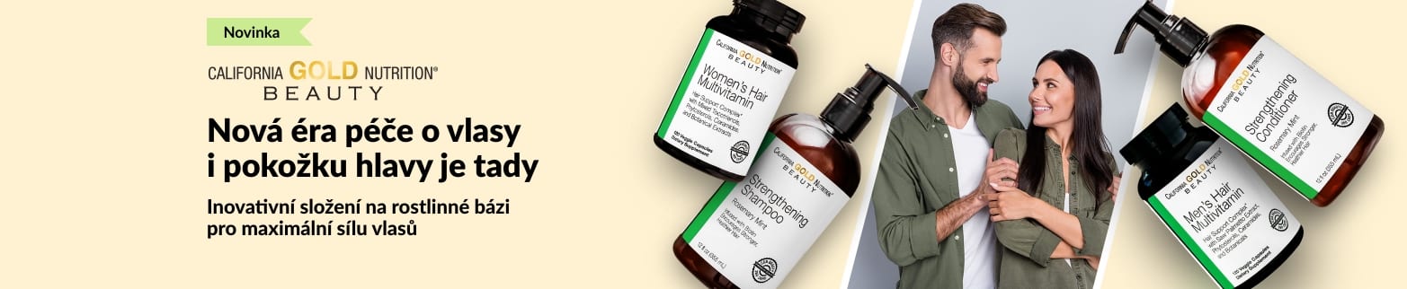 California Gold Nutrition Beauty – péče o vlasy s vitamíny, šampony a kondicionéry podporující zdraví pokožky hlavy i vlasů.
