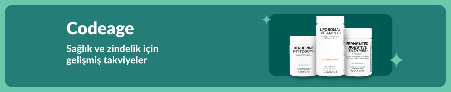 Codeage banner: Berberine Phytosome, Liposomal C Vitamini ve Sindirim Enzimleri dahil gelişmiş sağlık takviyeleri.