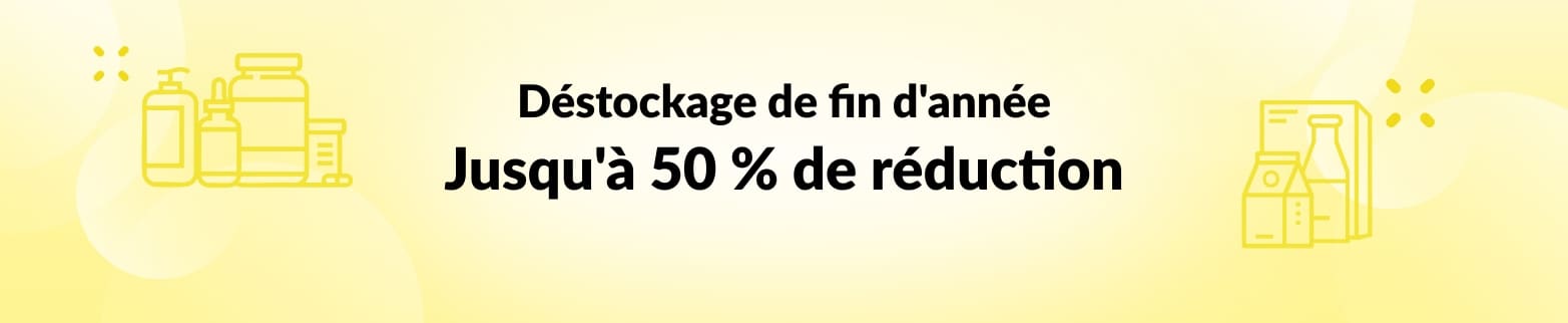 JUSQU'À 50 % DE RÉDUCTION DESTOCKAGE DE FIN D'ANNÉE