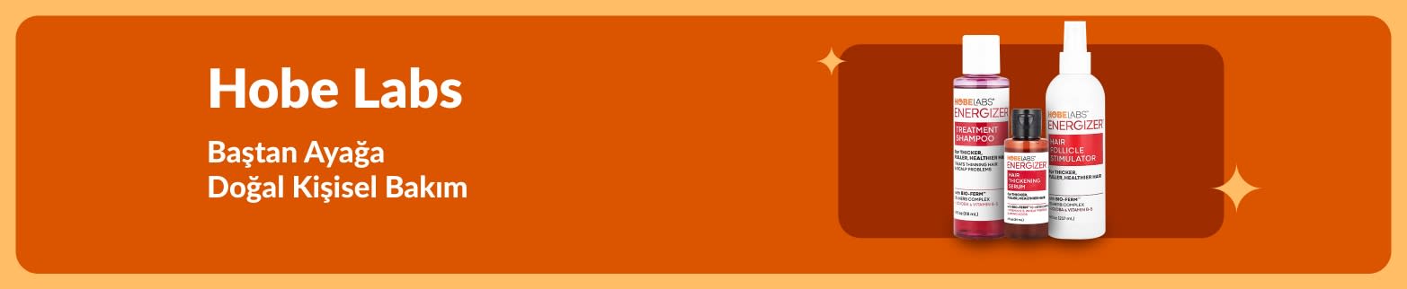 Hobe Labs banner’ında “Baştan Ayağa Doğal Kişisel Bakım” sloganıyla Energizer saç bakım ürünleri gösteriliyor.
