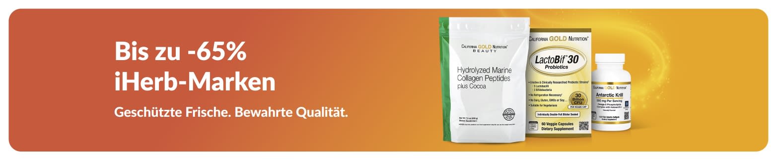 Bis zu 65% Rabatt auf iHerb-Marken, darunter Kollagen und Nahrungsergänzungsmittel, bei denen Qualität und Frische im Vordergrund stehen.
