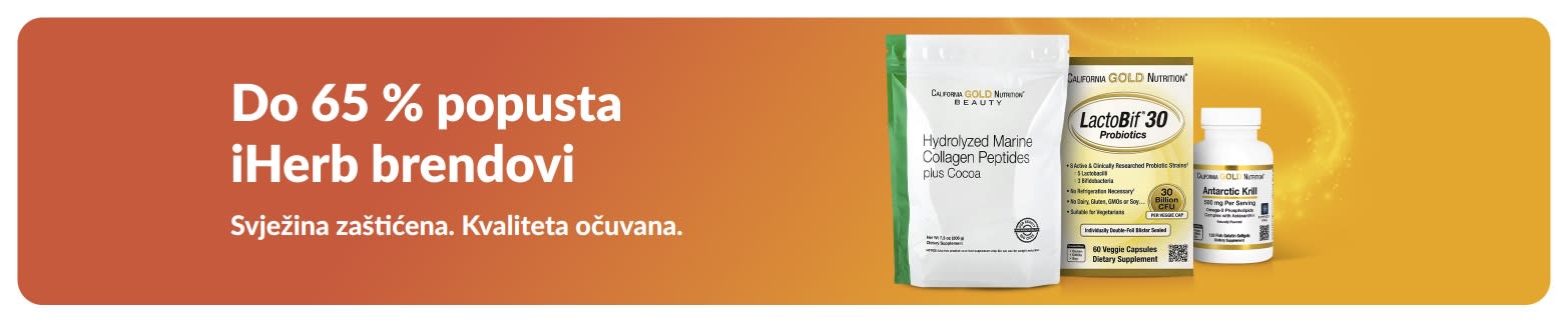 Do 65 % popusta na iHerb brendove, uz prikaz na kolagena i dodataka prehrani te fokus na kvalitetu i svježinu.