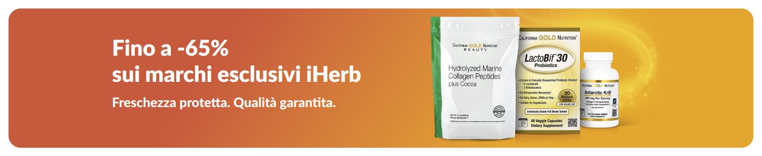Sconti fino al 65% sui marchi iHerb, con collagene e integratori focalizzati su qualità e freschezza.