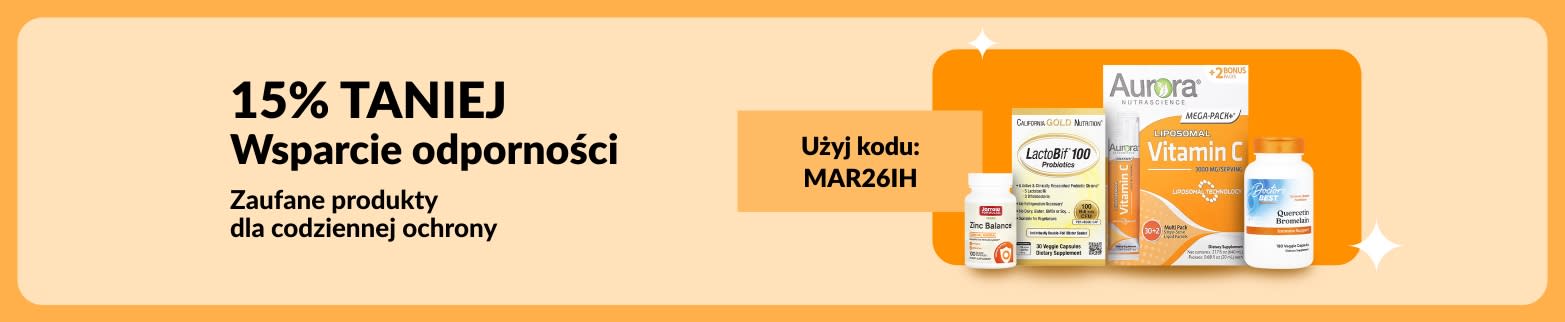 Zadbaj o odporność 15% taniej! Suplementy witaminowe z kodem MAR26IH – Twoje niezbędne wsparcie na każdy dzień.