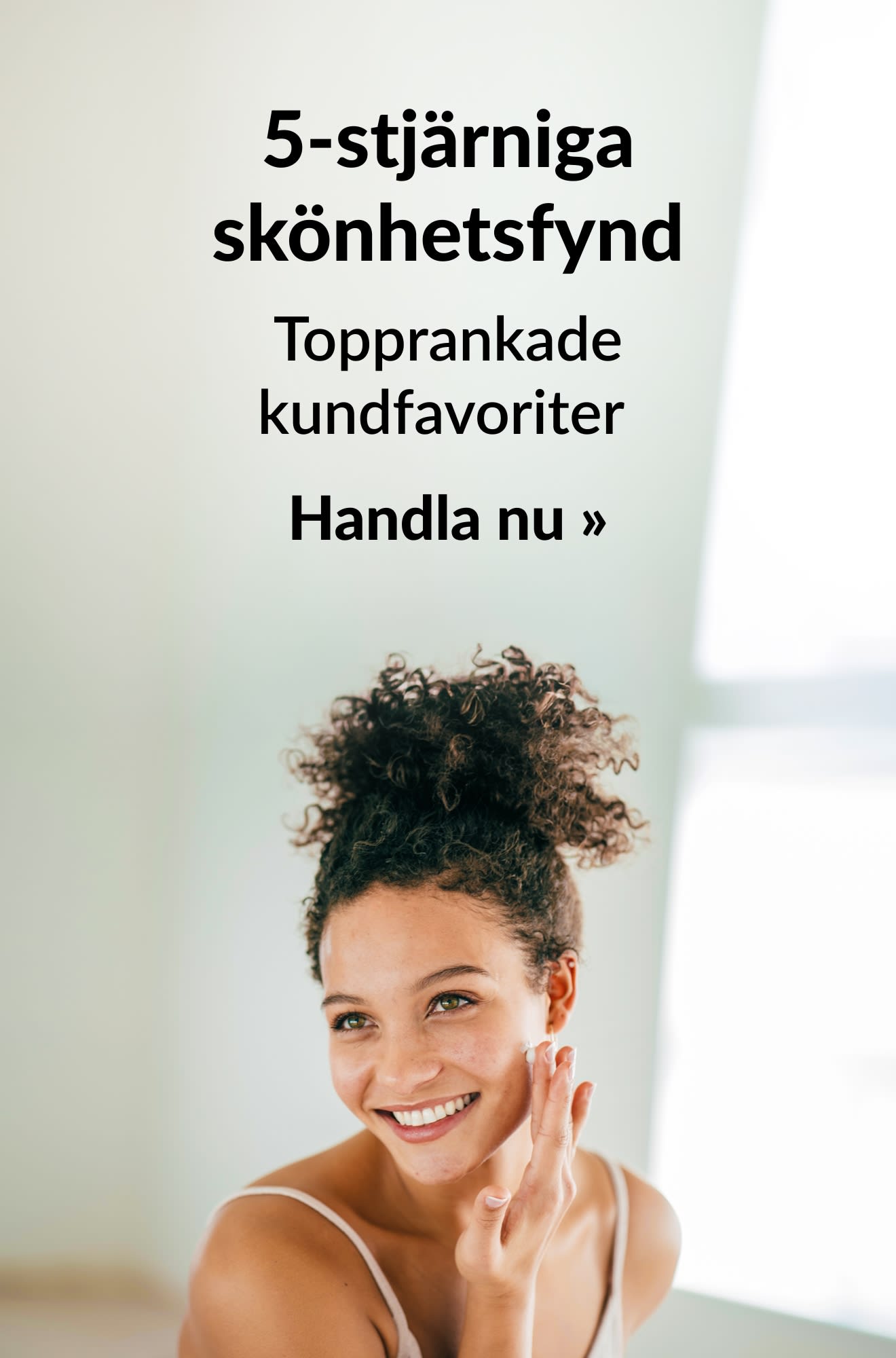Skönhetsbanner som gör reklam för 5-stjärniga skönhetsprodukter. Handla nu