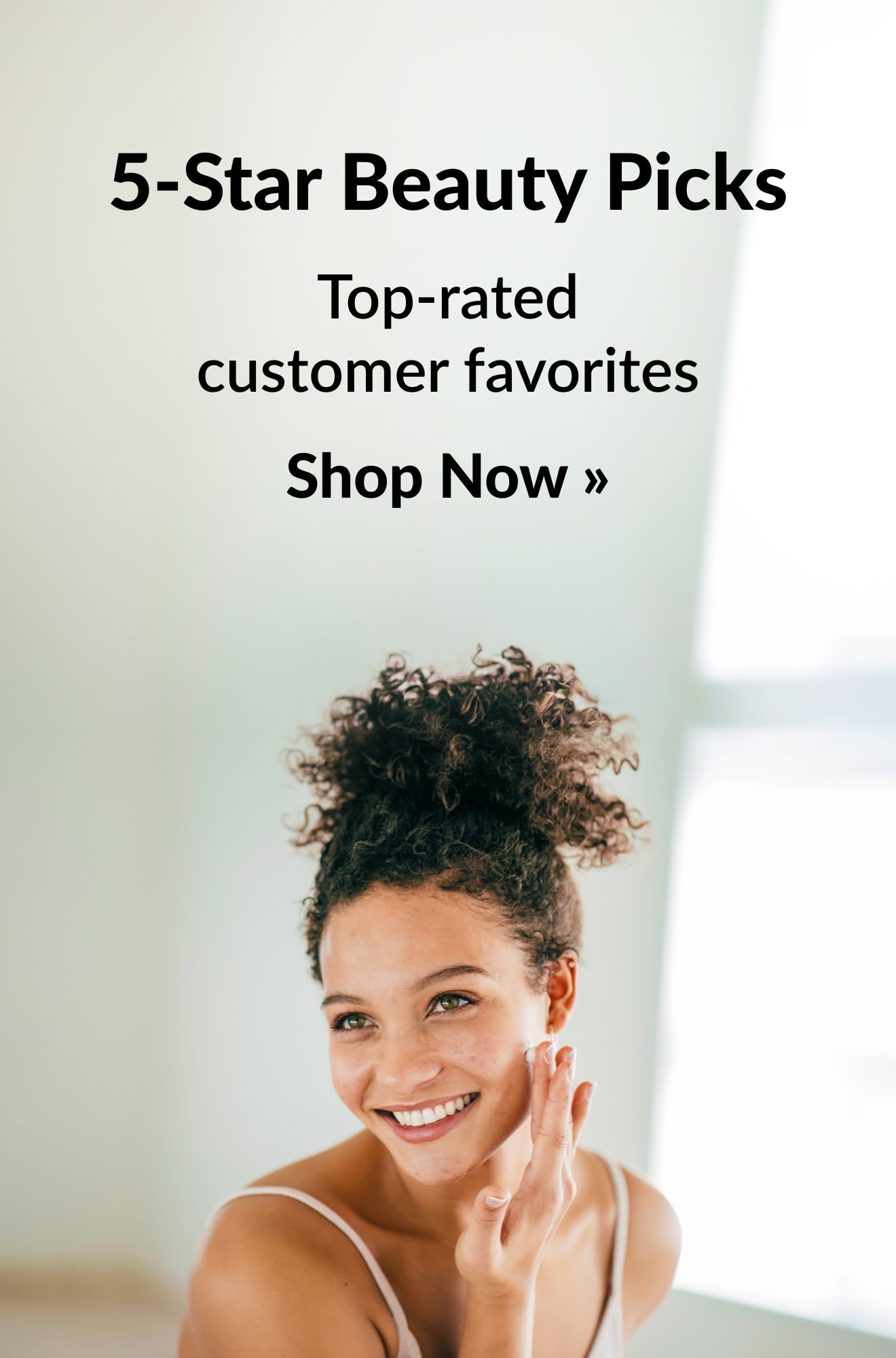 Beauty banner promoting 5-star beauty products. Shop Now.