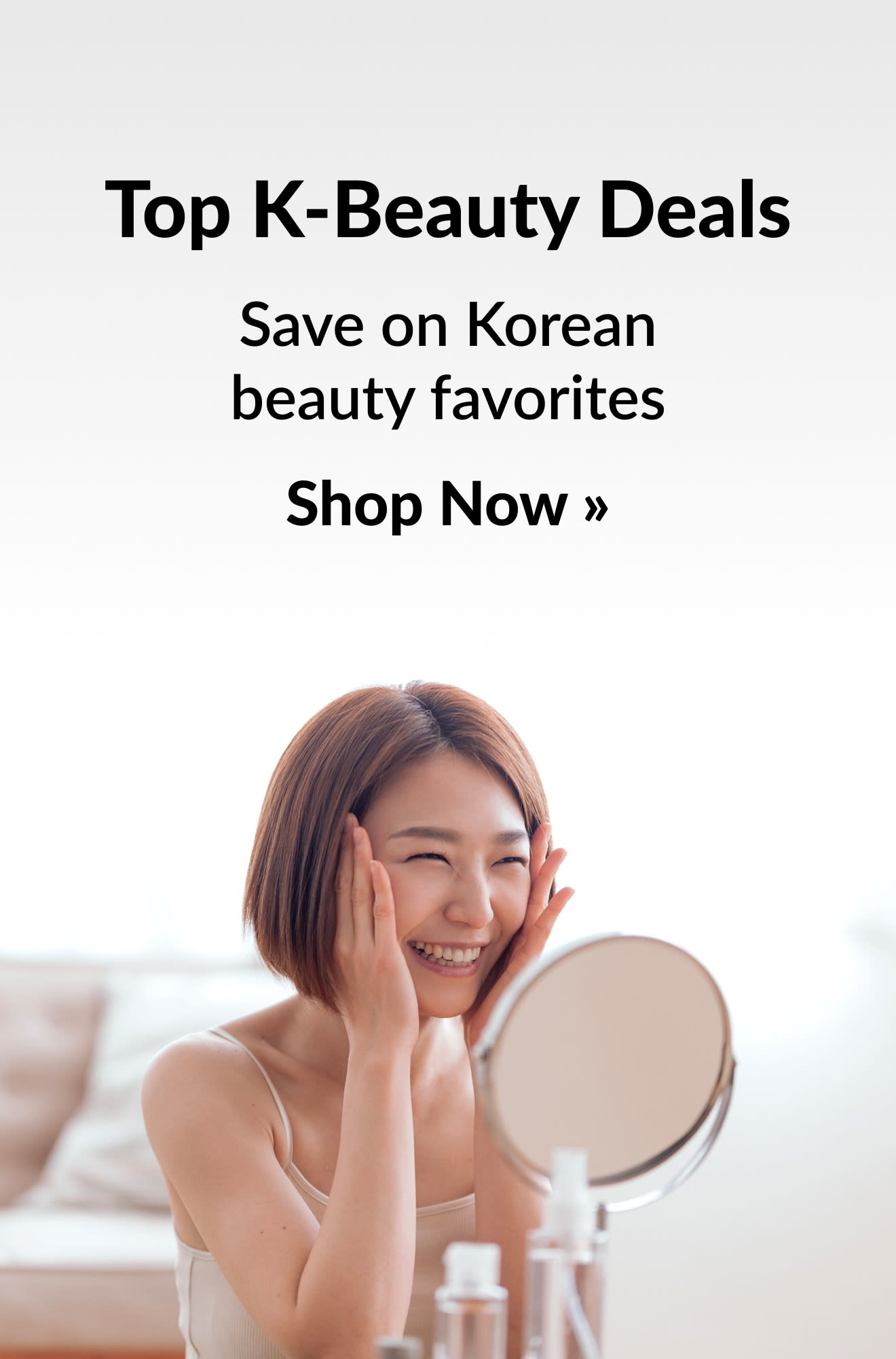 Beauty banner promoting top Korean beauty deals. Shop Now.
