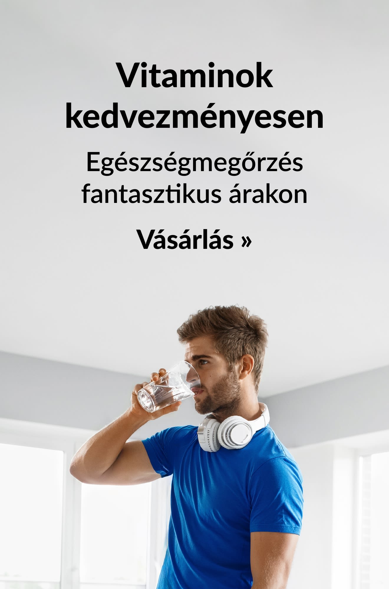 Vitaminokra akciós ajánlatokat hirdető banner. Vásároljon most!