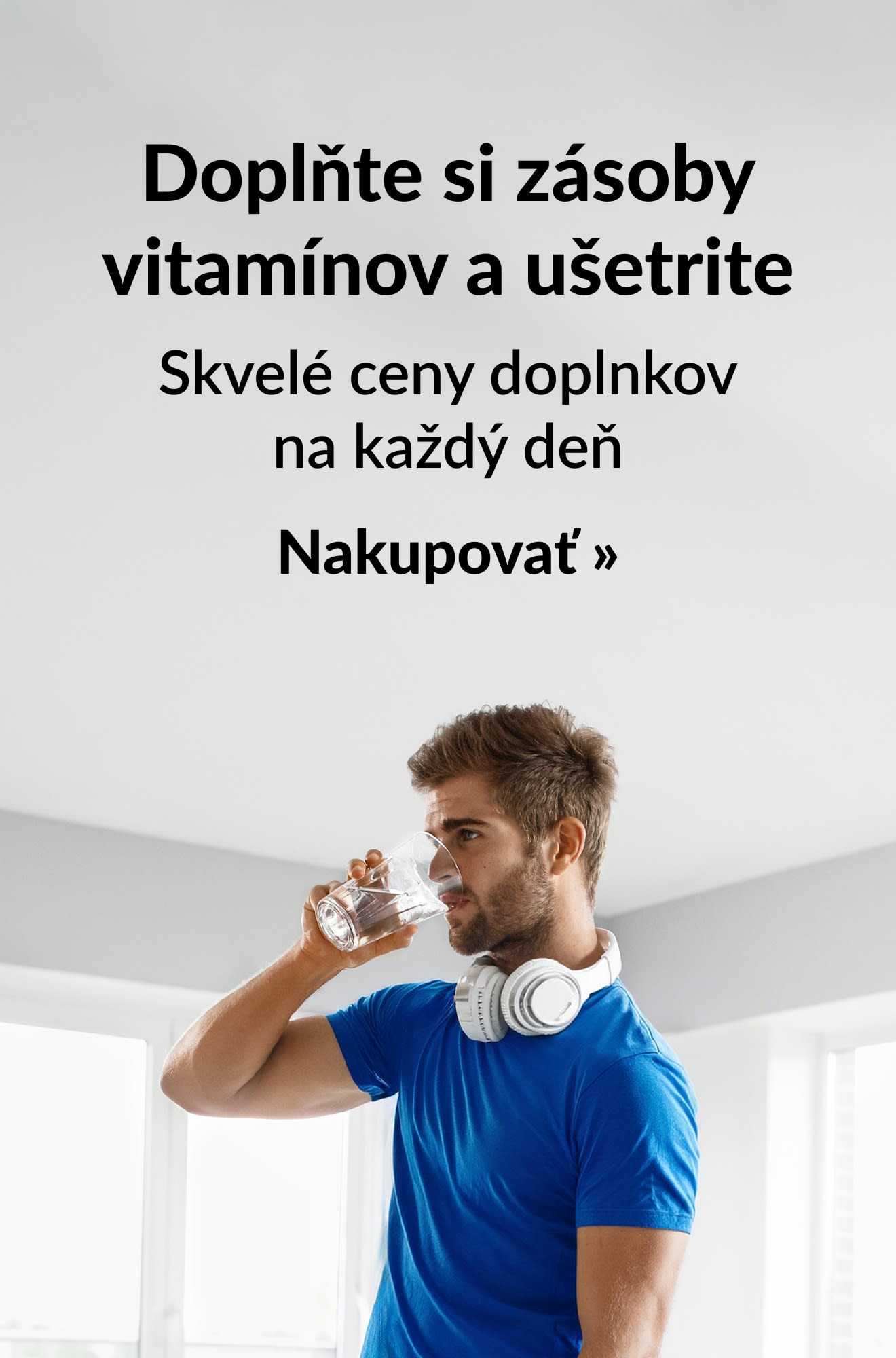 Baner propagujúci skvelé ceny vitamínov na každý deň. Nakupovať.