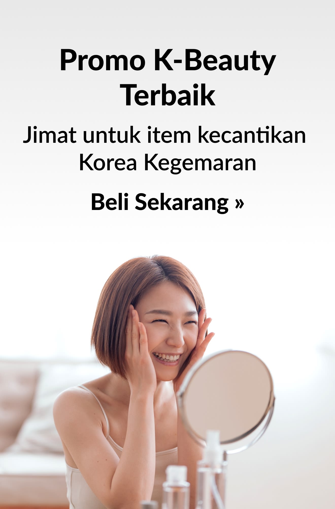 Sepanduk promosi kecantikan Korea terbaik. Beli Sekarang.
