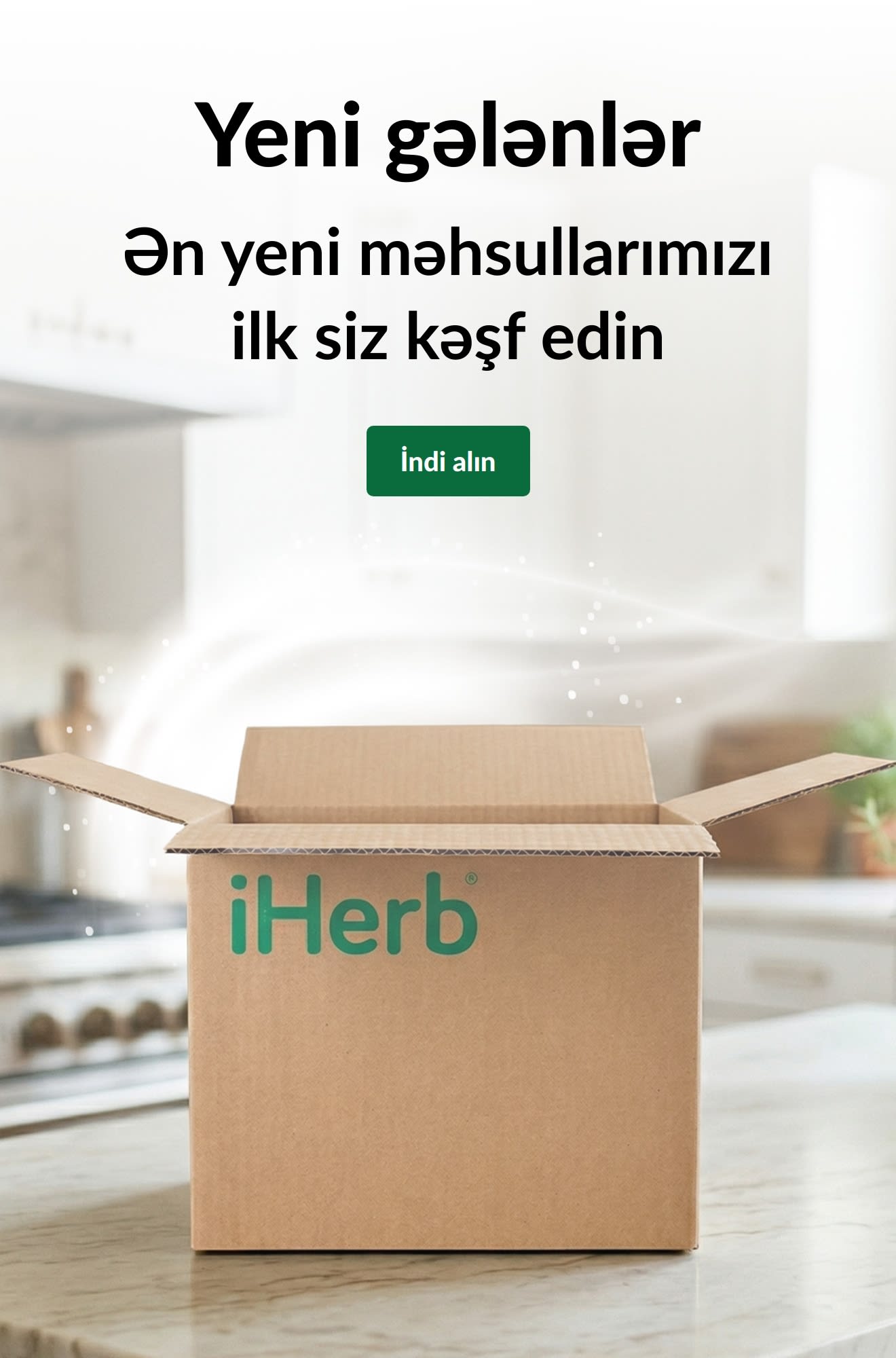 Açıq iHerb qutusu və İndi alın düyməsi ilə 