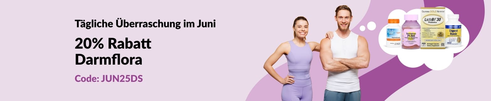 Werbeaktion mit 20% Rabatt auf die Kategorie Darmflora mit dem Code JUN25DS