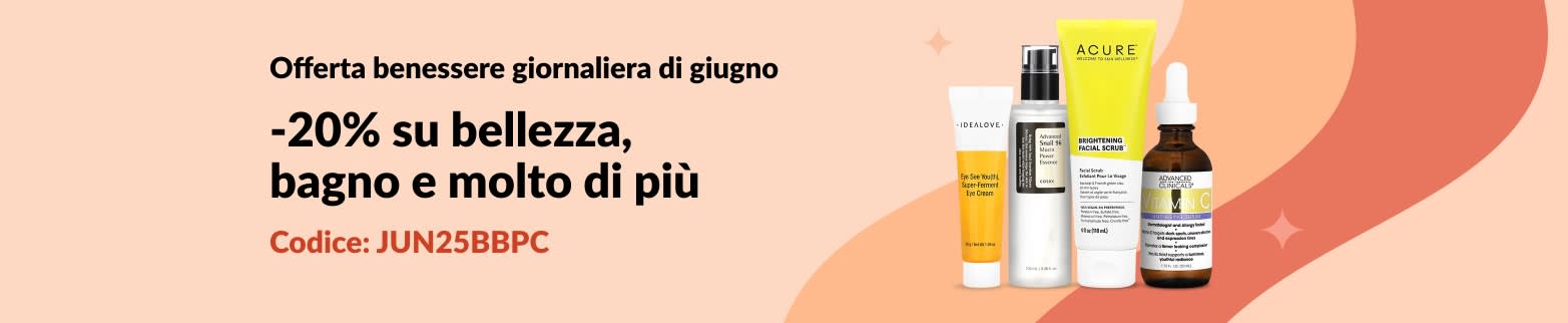 20% di sconto su bellezza, bagno e molto di più
