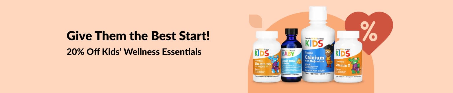 20% off kids’ wellness essentials at iHerb, including liquid vitamins, DHA, calcium, and immune blends.