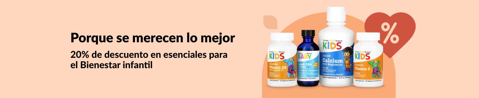 20% de descuento en productos esenciales para el bienestar infantil en iHerb, como vitaminas líquidas, DHA, calcio y más...
