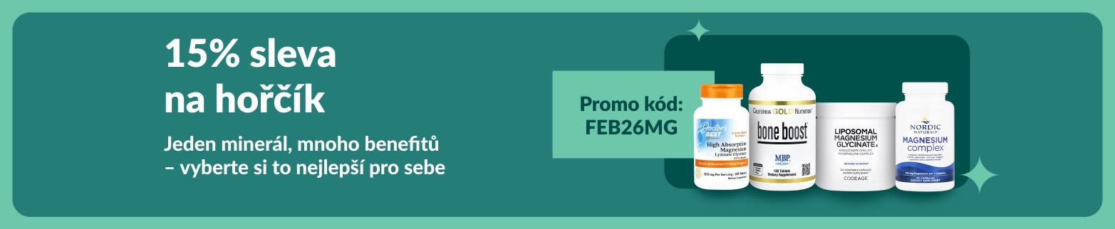 15% sleva na doplňky stravy s hořčíkem při použití promo kódu FEB26MG a nabídkou produktů pro zdraví.