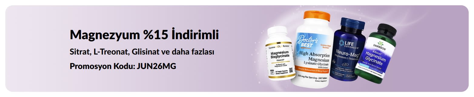Magnezyum takviyelerinde %15 indirim sunan kampanya bannerı