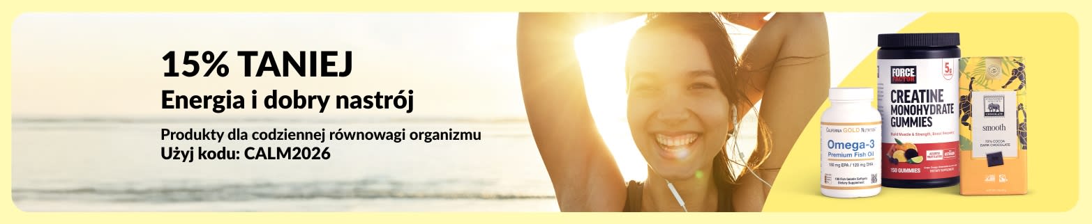 Zniżka 15% na nastrój i energię z kodem CALM2026. Kup Omega-3 i kreatynę na iHerb. Poczuj dobrą energię.