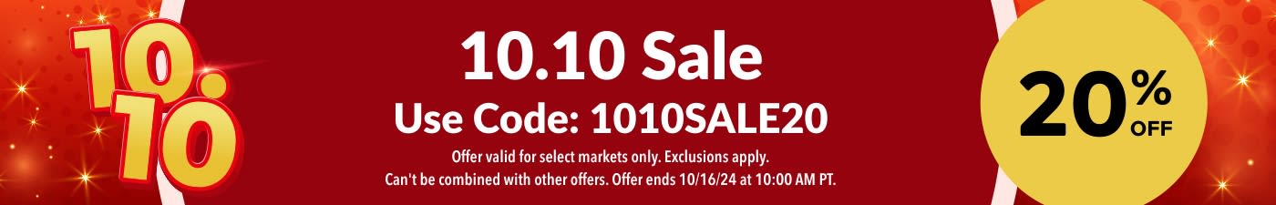 10.10 SALE. 20% OFF WITH CODE: 1010SALE20