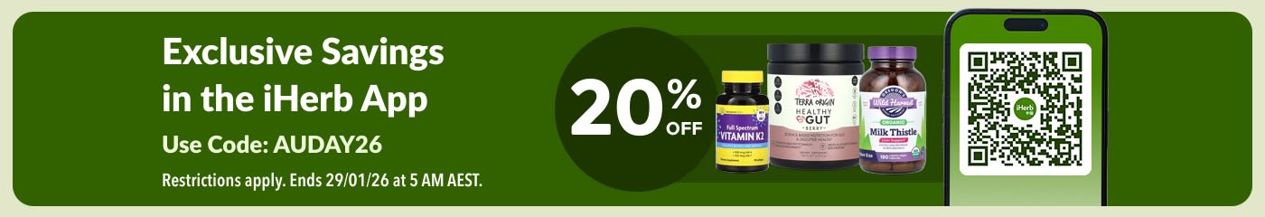 20% Off Exclusive Savings in the iHerb App. Use Code: AUDAY26