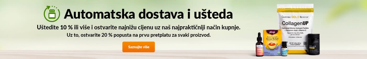 Automatska dostava i ušteda. Uštedite 10% ili više i ostvarite najnižu cijenu uz naš najpogodniji način kupnje. Uz to, ostvarite 20% popusta na svoju prvu pretplatu na svaki proizvod.