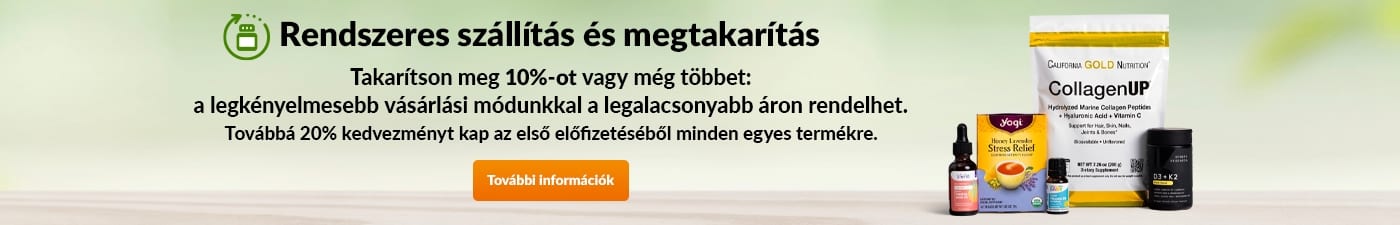 Rendszeres szállítás és megtakarítás. Legalább 10% kedvezmény vagy garantáltan a legalacsonyabb ár kényelmes szolgáltatásunk keretében. Továbbá 20% kedvezmény az első előfizetésből minden termékre.