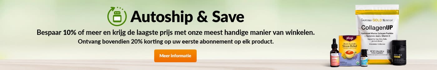 Automatisch verzenden en besparen. Bespaar 10% of meer en profiteer van de laagste prijs met onze handigste manier van winkelen. Bovendien ontvangt u 20% korting op uw eerste abonnement op elk product.