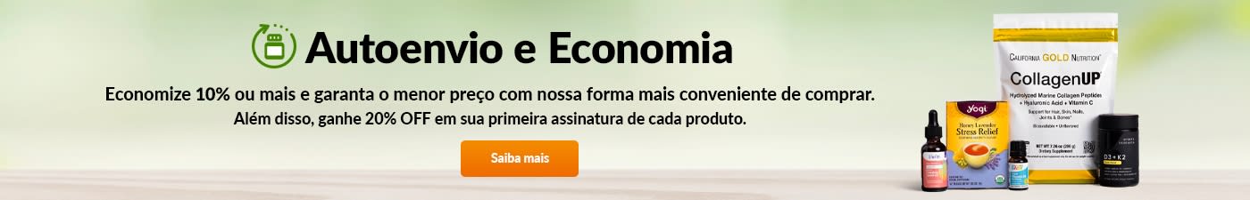 Autoenvio e Economia: economize 10% ou mais e garanta o menor preço com a maneira mais prática de comprar E ainda: ganhe 20% OFF na primeira assinatura de cada produto.