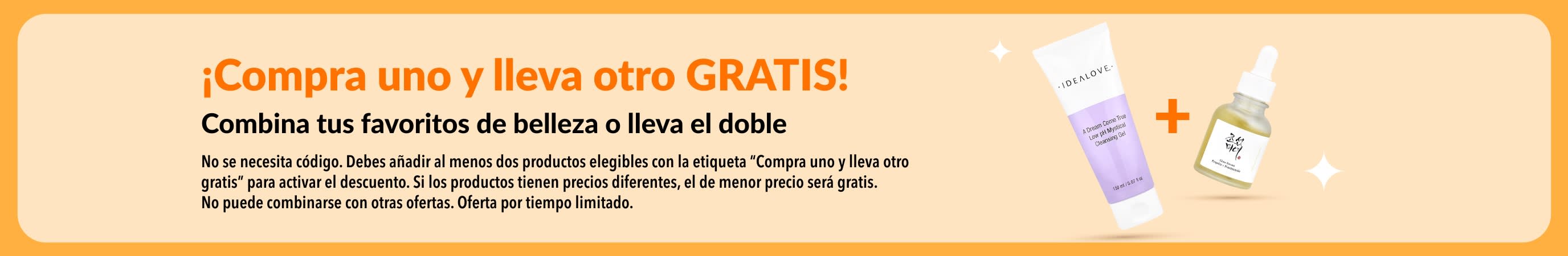 Oferta de belleza 2x1 para combinar tus productos de belleza favoritos.