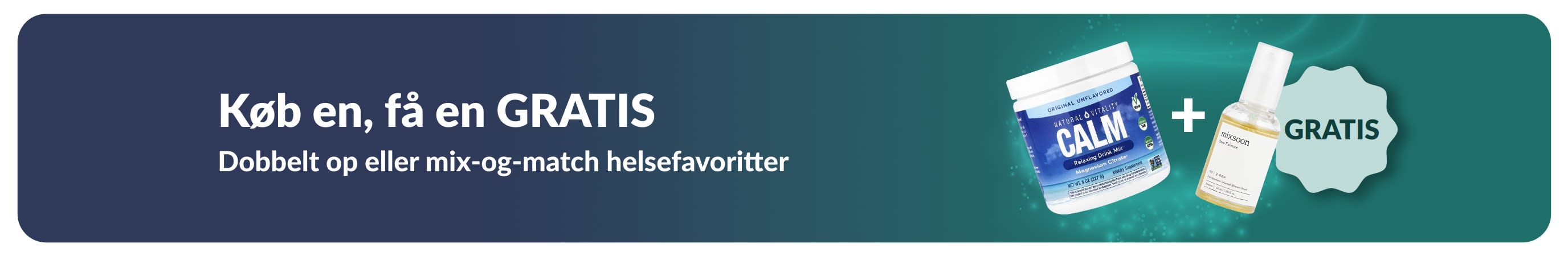 iHerb-kampagnebanner med tilbuddet køb en, få en gratis på helsefavoritter, inklusive probiotiske kosttilskud og en pipetteflaske.