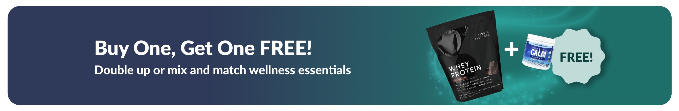 iHerb promo banner offering buy one get one free on wellness essentials.