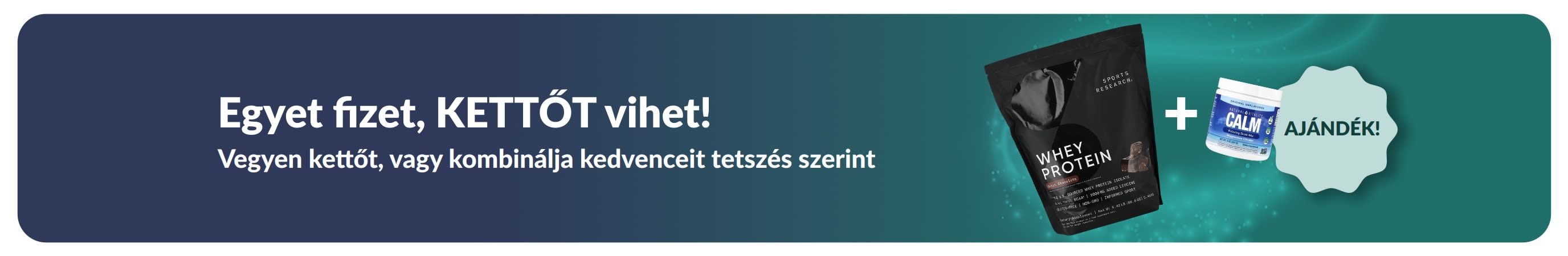 iHerb promóciós banner, amely Egyet fizet, kettőt vihet akció keretében kínál wellness termékeket, probiotikus étrend-kiegészítőket és cseppentős üveget ábrázolva.