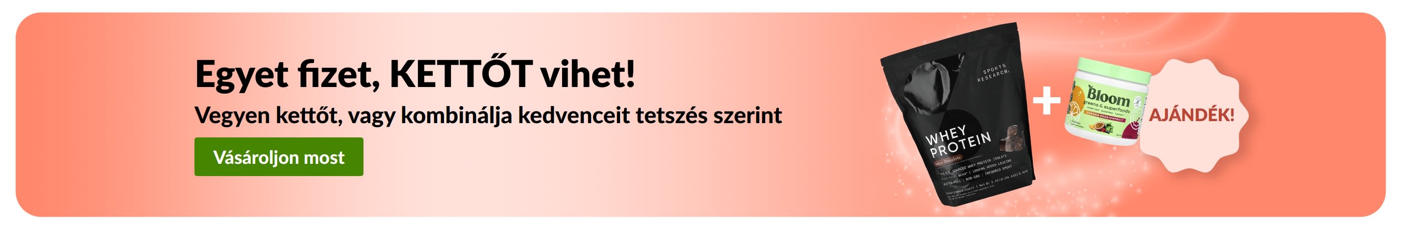 iHerb promóciós banner, amely Egyet fizet, kettőt vihet akció keretében kínál wellness termékeket, probiotikus étrend-kiegészítőket és cseppentős üveget ábrázolva.